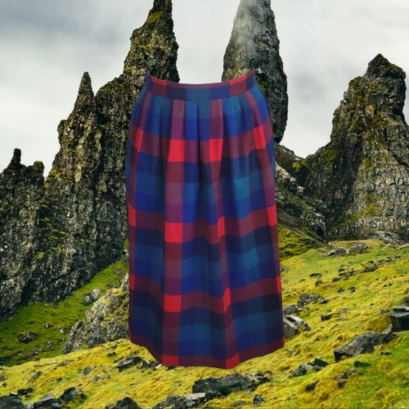 Vintage 90s Wool Plaid Skirt - Picture 1 of 3